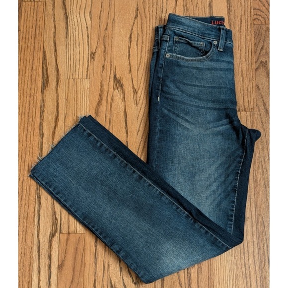 Lucky Brand Denim - Lucky Brand Zoe High Rise Straight Dark Wash Raw Hem Women's Jeans 6/28 Long